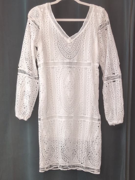 Other - White Crochet Lace V-Neck Dress